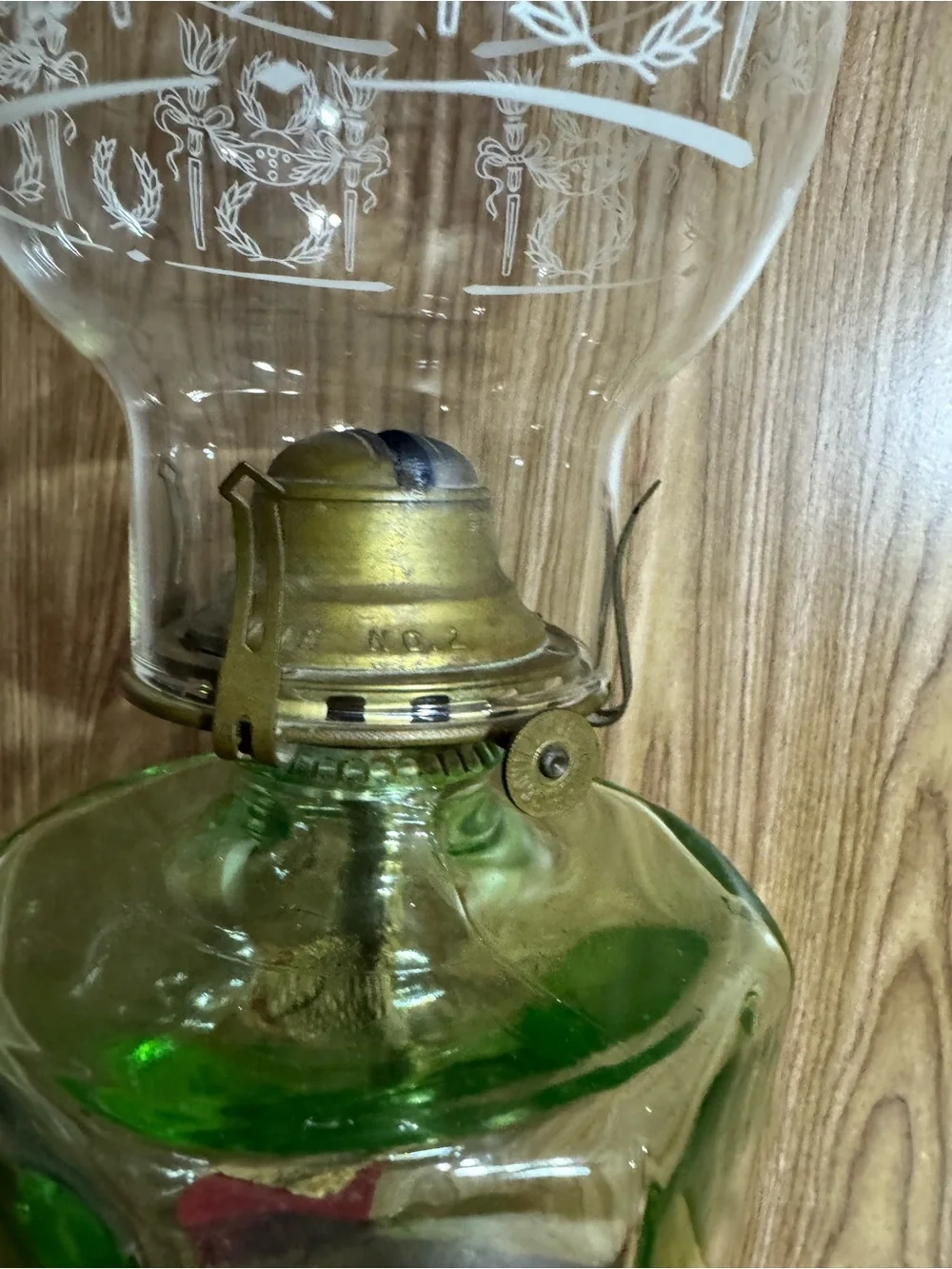 Vintage-Inspired Green Glass Lantern - Home Accents